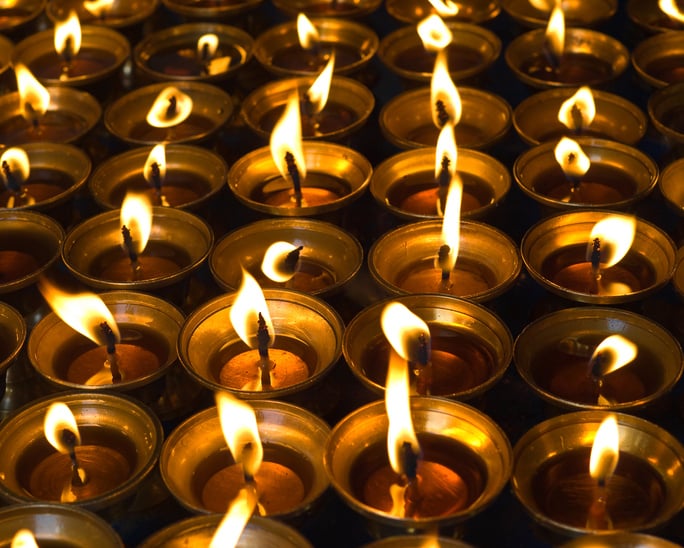 Butter Lamps in Katmandu temple