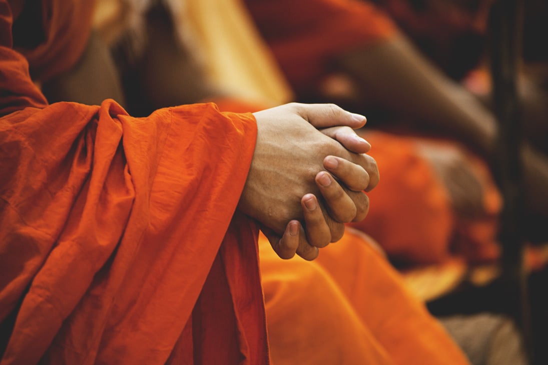 Praying Hands of Buddhist Monk