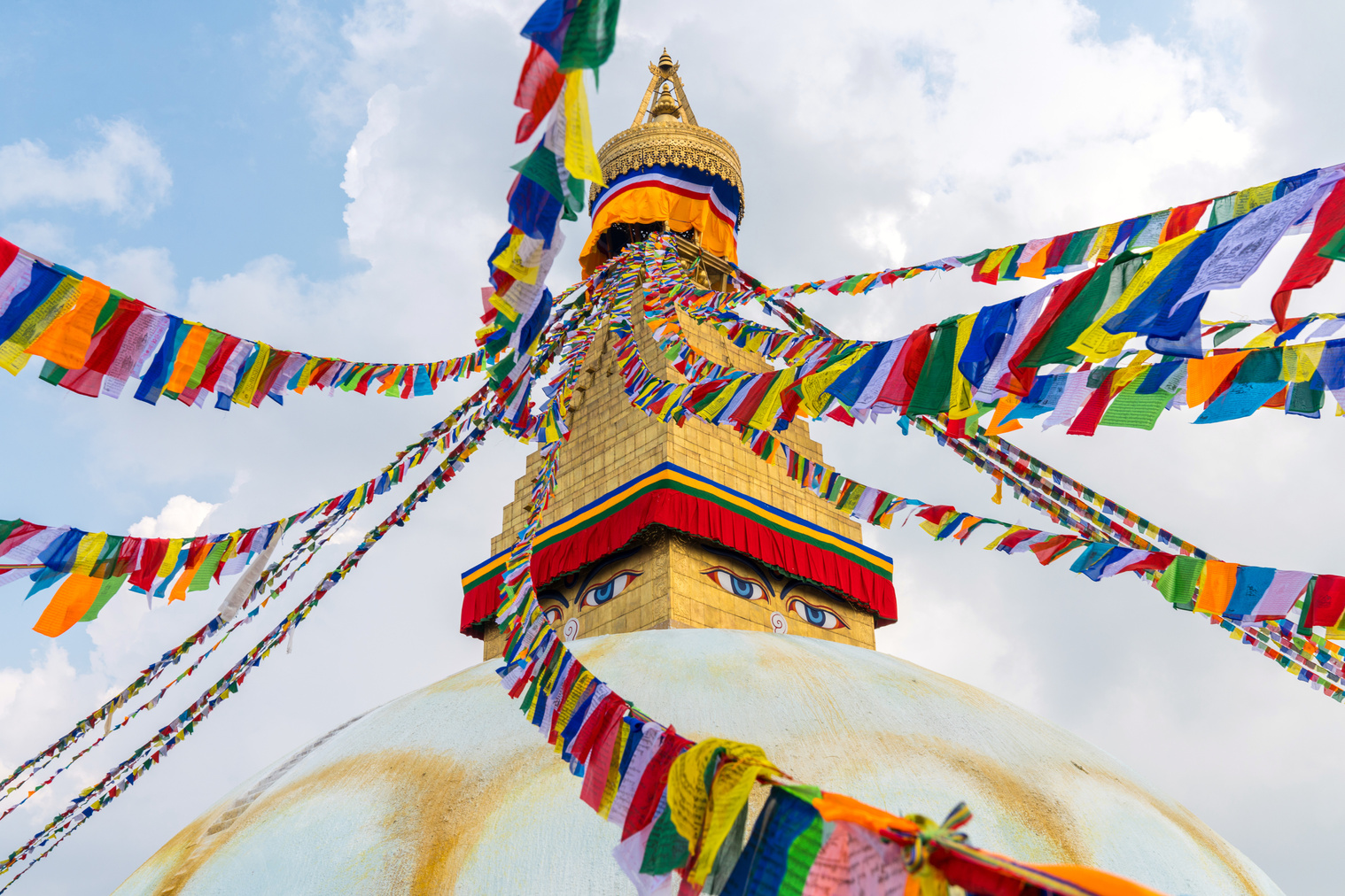 Boudhanath Stupa and Prayer Flags in Kathmandu